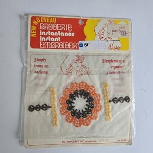 Iron-on embroidery Nouveau Broderie In Package Vtg